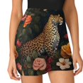 thumbnail image 3 of Leopard Amongst Vibrant Flowers Women's Shorts Non-Slip Single Pocket A-line Trouser Skirt Summer Shorts Casual Shorts for Women, 3 of 7