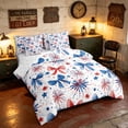 thumbnail image 2 of Manfei Watercolor Patriotic Bow Twin Bedding, Firework Ribbon Bedding Comforter Set, Red White Blue, Reversible 7 Pieces, 2 of 6