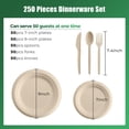 thumbnail image 3 of 250 Piece Biodegradable Paper Plates and Bowls Set Compostable 7 Inch and 9 Inch Brown Disposable Dinnerware with Forks Knives and Spoons, 3 of 6