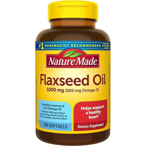 Nature Made Flaxseed Oil 1000 mg Softgels 100 ea (Pack of 2)