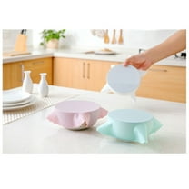 Reusable Silicone Bowl Covers with Stretch Wraps, Expandable Food Lids Featuring Cartoon Flower Embossed Design in White