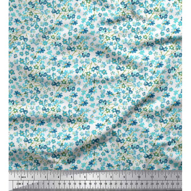 Soimoi Moss Georgette Fabric Floral Shirting Print Fabric by Yard 42 Inch Wide