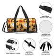 thumbnail image 6 of Xecao Happy Halloween print Round Travel Duffel Bag is a foldable gym bag with an inner pocket, perfect for travel sports, 6 of 8