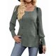 thumbnail image 1 of Blusas de Otoño para Mujer, Cuello Cuadrado Suave, Larga Tipo Farol, Botones Decorativos, Abertura Lateral, Suéter, Túnica, Camisa Verde L, 1 of 9