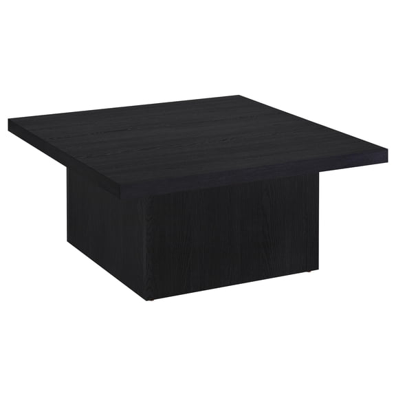HDLNM Devar Square Coffee Table with Plinth Base, Geometric Design, Contemporary Style, Black Finish for Living Room