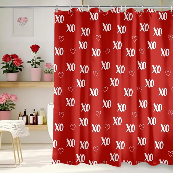 Valentine''s Day Shower Curtain 72x72 Inch Valentines Shower Curtains for Bathroom with Hooks Valentine Anniversary Wedding Home Bath Decor Waterproof Fabric