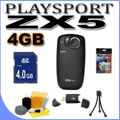 Kodak PlaySport (Zx5) HD Waterproof Pocket Video Camera - Black (2nd Generation) 4GB Accessory Saver