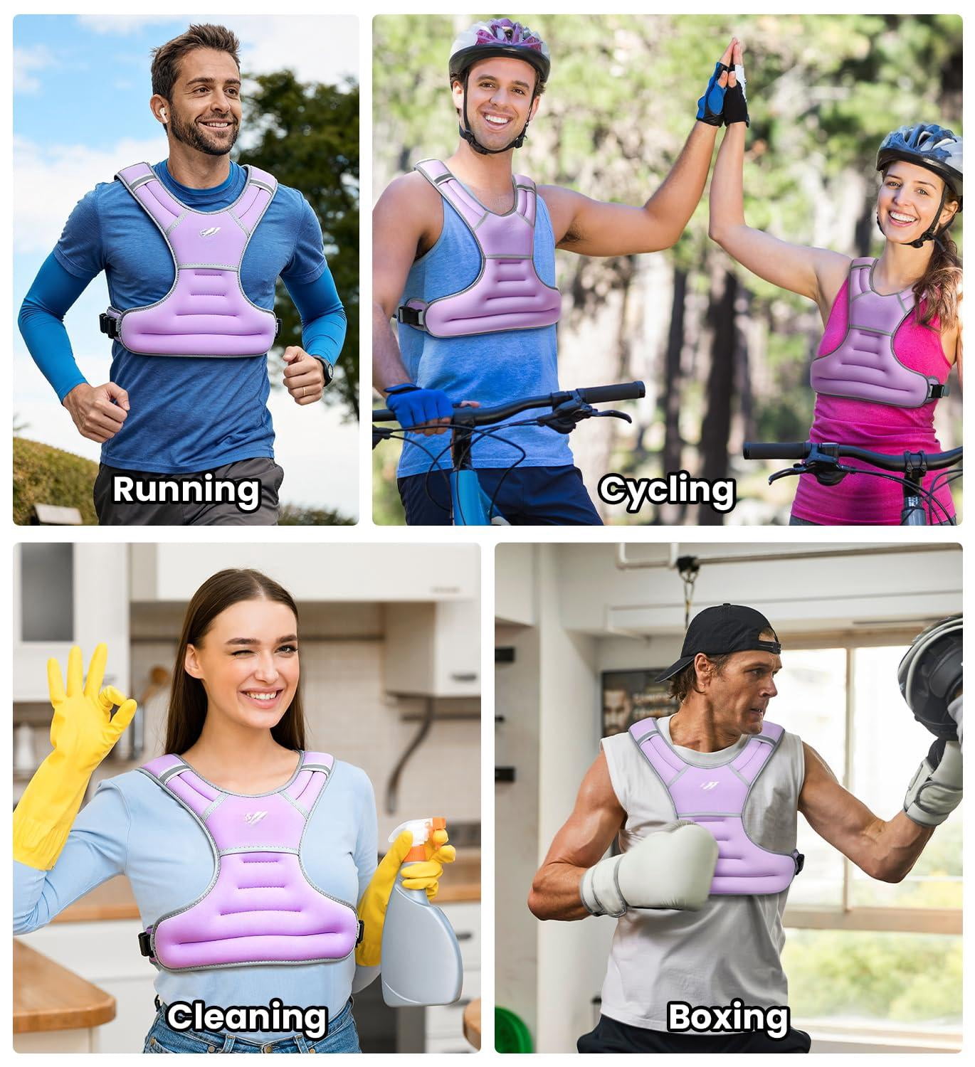 Purple 6 lbs Weighted Vest for Walking Running Workout Fitness