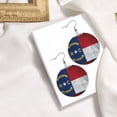 thumbnail image 4 of Round Leather Earrings For Women North Carolina Flag Drop Earrings Lightweight Dangle Earrings, 4 of 6