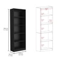thumbnail image 2 of HomeRoots 546337 71 in. Five Tier Bookcase, Black, 2 of 10