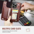 thumbnail image 4 of for iPhone 12 Pro Max Wallet Case with Card Holder, PU Faux Leather Kickstand Card Slots Case, Double Magnetic Clasp and Durable Shockproof Cover, 4 of 7