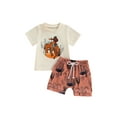 thumbnail image 2 of Baby Boy Clothes Toddler Summer Outfit Short Sleeve T-Shirt 6M 12M 18M 24M 3Y Tee Tops Joggers Casual Shorts 2Pcs Set Western, 2 of 9