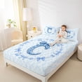 thumbnail image 3 of Erosebridal Girls Blue Bowknot Bed Sheets,Blue Letter C Monogrammed King Sheets For Girls Kids 4pcs, 3 of 6