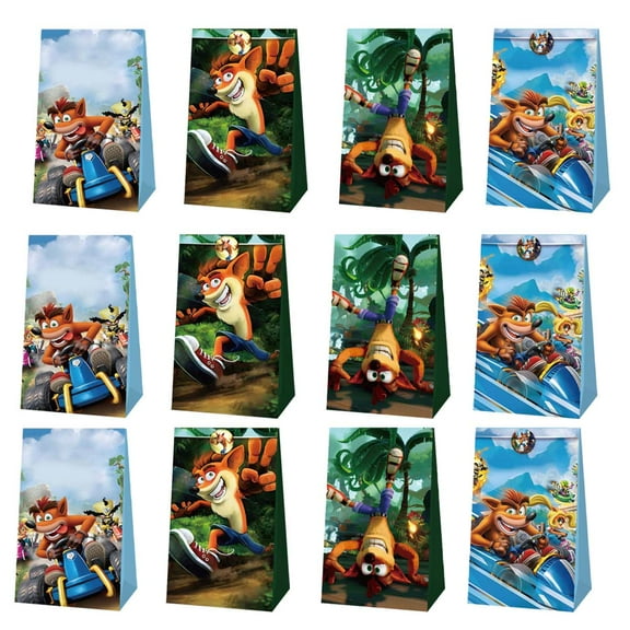 Crash Bandicoot Goodie Party Favor Candy Bags Birthday Decorations Treat Supplies
