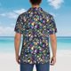thumbnail image 4 of Balery Purple-Gold Triangles Camisas hawaianas de manga corta para hombre, camisas playeras de corte holgado, camisas de vacaciones con botones,XX-Large, 4 of 7