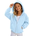 thumbnail image 2 of Girls Boys Full Zip Up Hooded Sweatshirt Fleece Lined Jacket Oversized Drop Shoulder Hoodie Solid Basic Sweatshirts Outerwear, 2 of 7