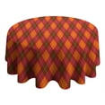 thumbnail image 4 of Red and Orange Argyle Pattern Round Tablecloth 60"x60",Wrinkle Wipeable Table Cloth for Kitchen Dining Room Picnic Patio Party, 4 of 6
