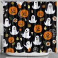 thumbnail image 1 of Whimsical Halloween Shower Curtain with Cute Ghosts & Pumpkins - Vibrant Design, 1 of 5