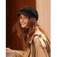 thumbnail image 3 of Gorra de invierno cálida con visera para mujer, boina de lana, gorro de pintor con visera, 3 of 5