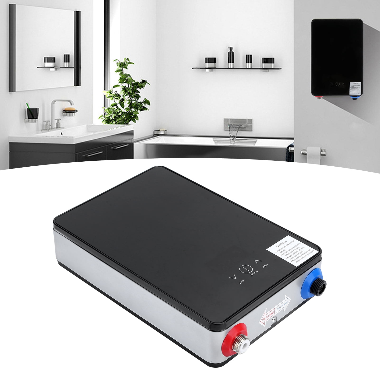 4500W Tankless Water Heater, Electric Instant Water Heater Dual Inlet Hot And Cold High-definition LCD Display For Shower Kitchen Bathtub Bathroom