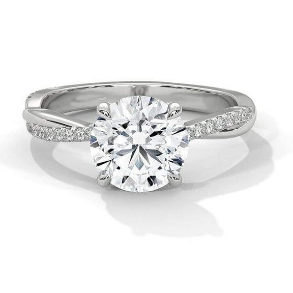 14K Solid White Gold Real Moissanite 2CT Round Cut Diamond Solitaire Anniversery Ring