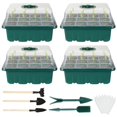 thumbnail image 1 of Seedling Starter Kit Plastic 4Pcs 12 Holes Seed Starter Tray Kit with Adjustable Vents Multifunctional Seed Propagator Set with Transplant Tools Labels Plant Tools(Black), 1 of 11
