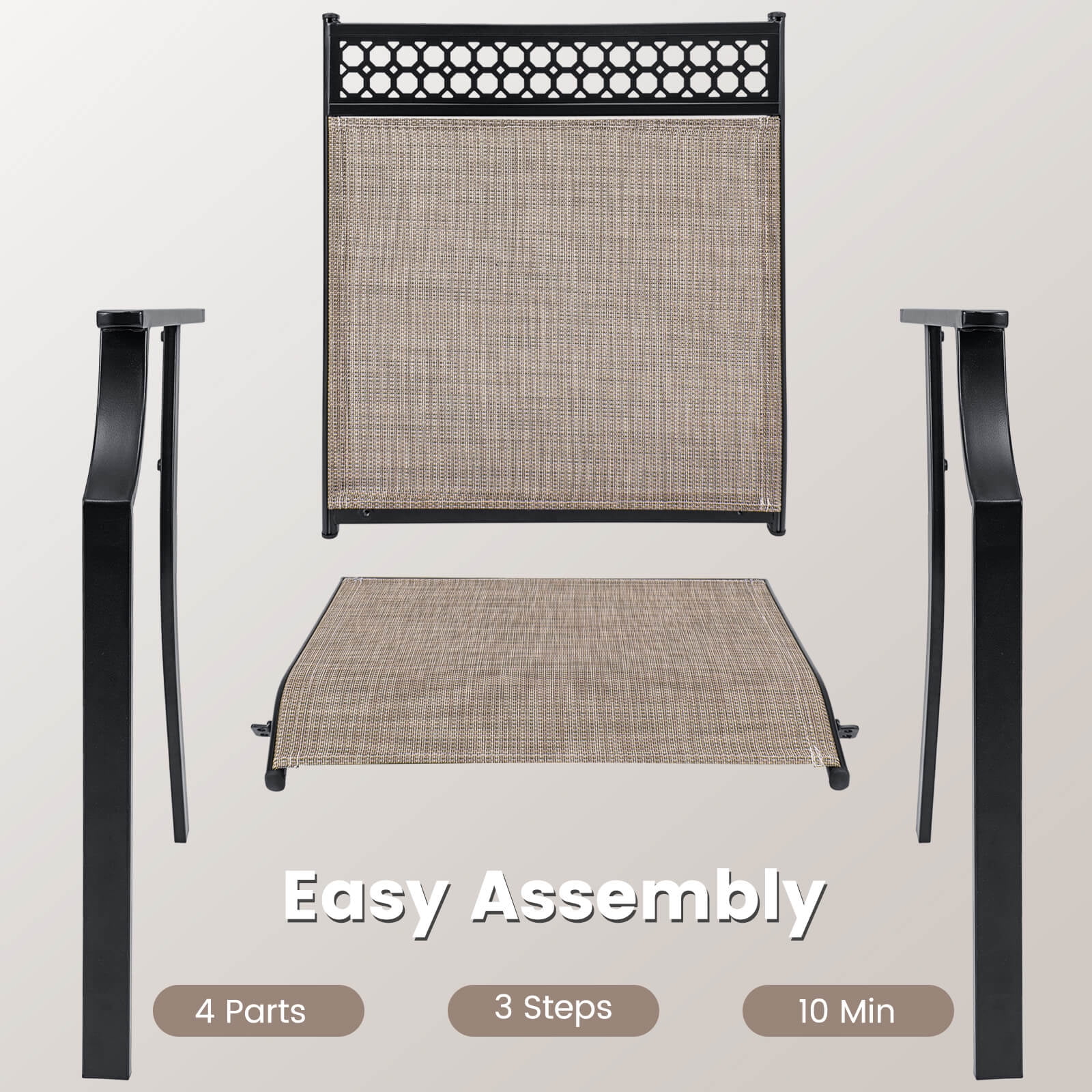 Costway Patio Chairs Set of 2 with All Weather Breathable Fabric High Backrest Coffee