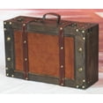 thumbnail image 4 of Wooden Vintage Luggage Trunks - Antique Carry on Suitcase Storage Box with Hinged Lids, Old-Fashioned Decorative Box for Dresser, Coffee Table Decor, Shelf Decor or Kitchen Table Decor, Small, 4 of 6