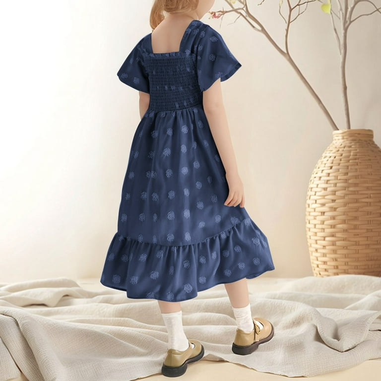 Aihuaihua Big Girls Dresses Size 18 Short Sleeve Summer A-Line Dresses Kids Polka Dot For Casual Crewneck Outdoor Play Party Dress Navy,130, Girl's, Aihuaihua Big Girls Dresses Size 18 Short Sleeve Summer A-Line Dresses Kids Polka Dot For Casual Crewneck Outdoor Play Party Dress Navy,130, Girl's,
