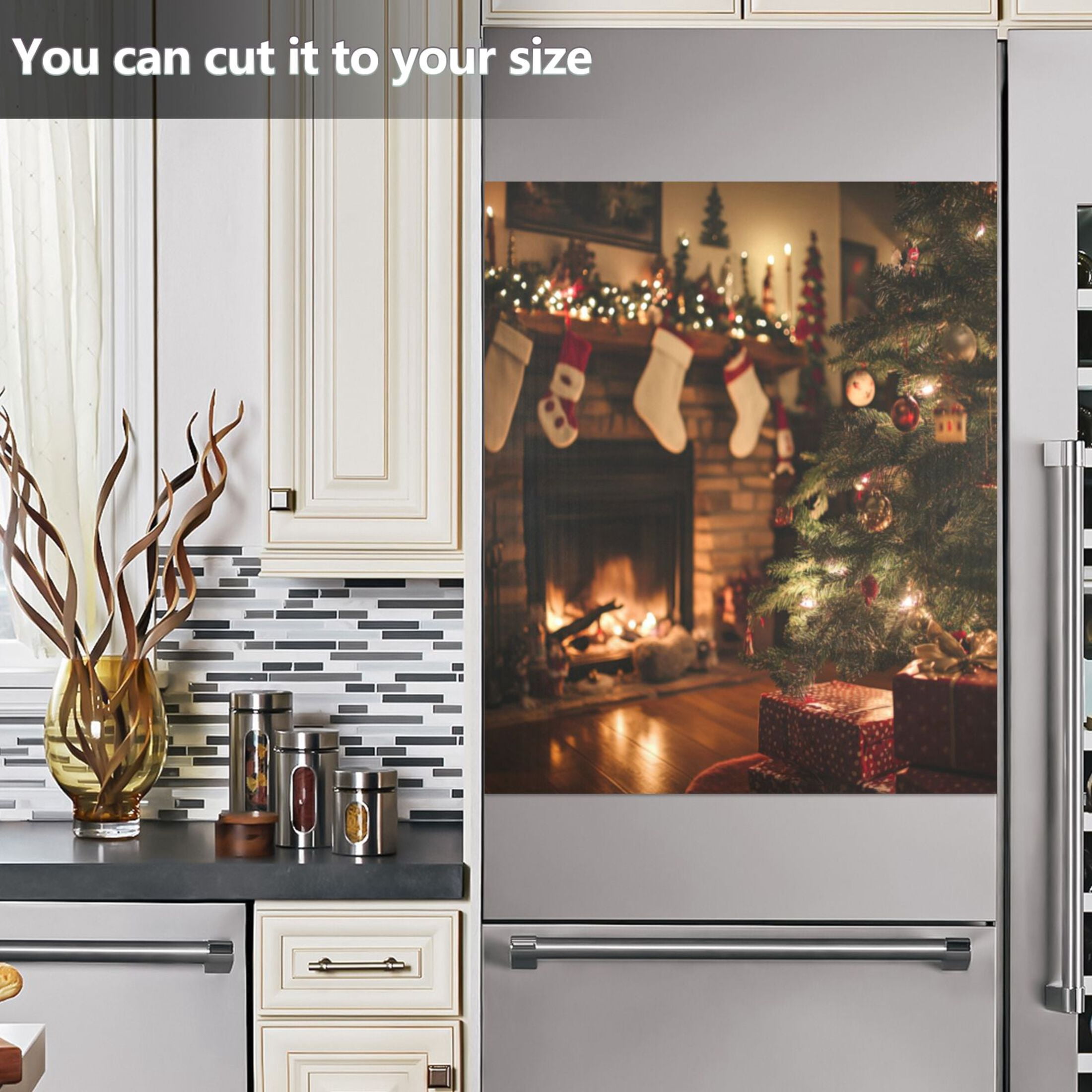 Dishwasher Magnetic Sticker 23x26 Inch Refrigerator Magnetic Sticker Washing Machine Magnetic Sticker Kitchen Panel Magnetic Sticker Home Decor Christmas Fireplace
