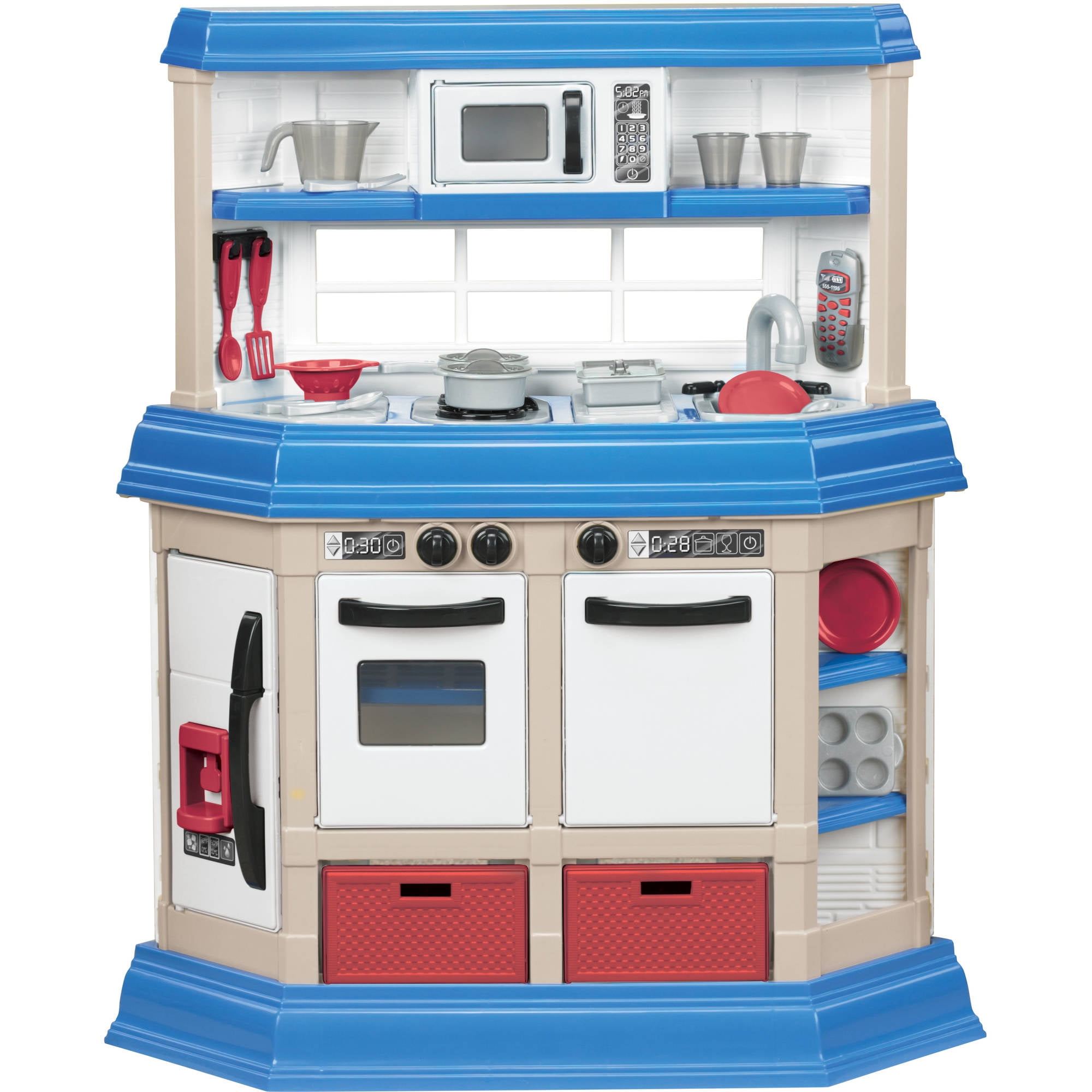 American Plastic Toys Cookin Kitchen With 22 Accessories American Plastic Toys Cookin Kitchen With 22 Accessories