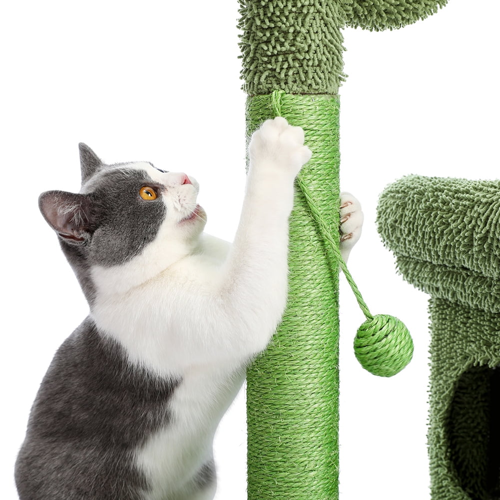 Kepooman Cat Scratching Post Cactus Cat Scratcher with 3 Scratching Poles and Dangling Ball, Green Kepooman Cat Scratching Post Cactus Cat Scratcher with 3 Scratching Poles and Dangling Ball, Green