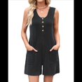 thumbnail image 3 of Mono Informal de Verano para Mujer, Sin Mangas, con Rayas Contrastantes y Bolsillos Gris Oscuro L, 3 of 10