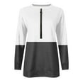 thumbnail image 4 of Royisotas Fall and Winter Women's Sweatshirts Color Block Tunic Long Sleeve Pullover White Casual Crewneck Half Zip No Hood Tops, 4 of 5