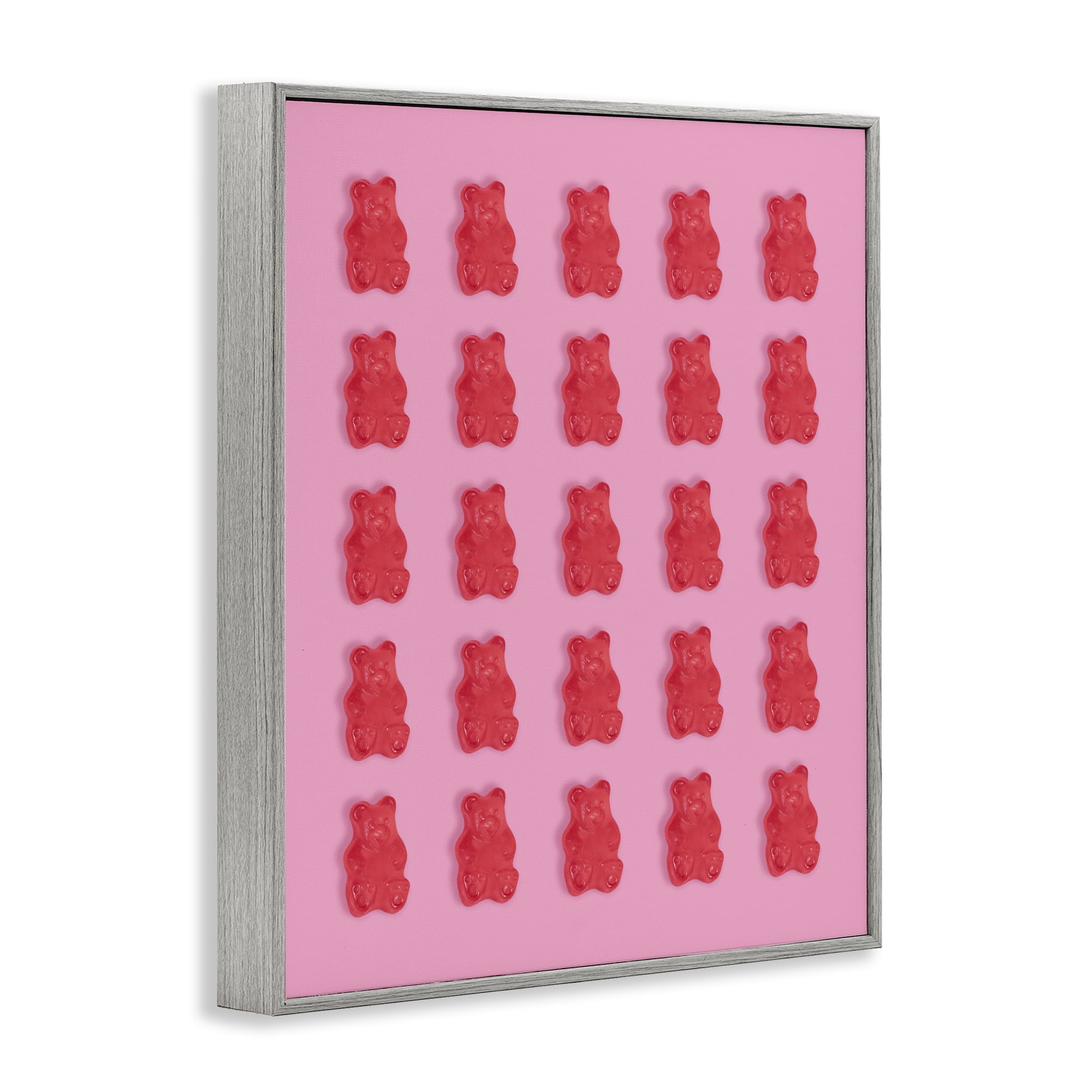 Stupell Industries Red Gummy Bears on Pink Gray Framed Giclee Art, design by LISH Creative