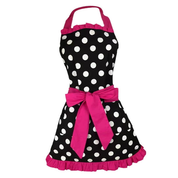 Delantal de BowKnot con Lunares de Cocina para Mujer perfecl Delantal de cocina azul