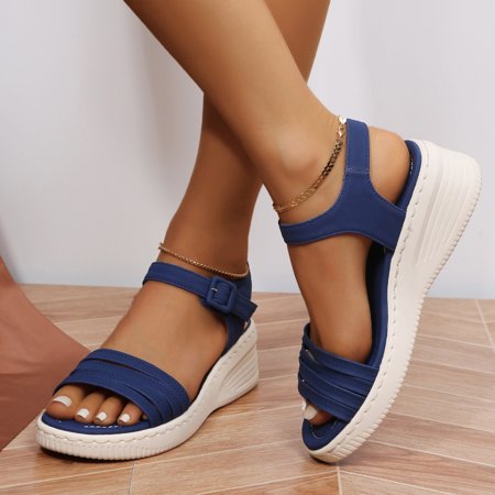 

Qepwscx Sandals Women Slides Shoes For Women Summer Women Thick Bottom Slope Heel Shoes Beach Roman Casual Slippers Sandals Slides Shoes For Women
