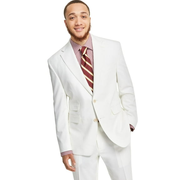 Tayion Collection Mens Classic fit Suit Jacket Blazer 44 R White Solid