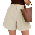 thumbnail image 5 of ClodeEU Women's High Waisted A Line Wide Leg Shorts,Loose Fit Casual Short Beige,Womens Plus M, 5 of 6