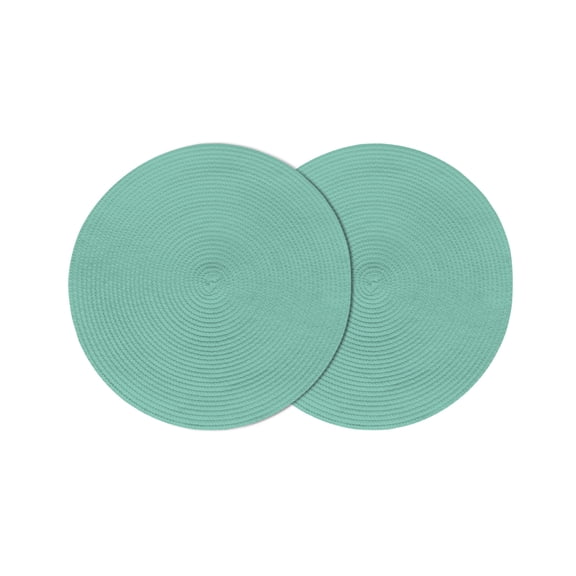 Round Placemats Mint Green Turquoise 15 inch Set of 2 Table Mats for Dining Table Solid Teal Color Heat Resistant Non-Slip Kitchen & Home Decorative Place Mat Set