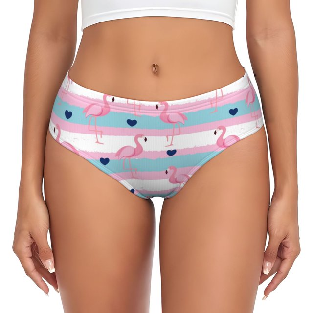 Balery Flamingo1 Ropa Interior de Algodón para Mujer con Dibujo – Braguitas Cómodas y Elásticas, Estilo Clásico-3X-Large