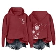 thumbnail image 4 of BODOAO Hoodies for Women Oversized Sweatshirts Women's Autumn Winter Dandelion Print Loose Casual Sweatshirt Fall Fashion Outfits 2025 Casual Sweaters Tops Workout Winter Clothes Red M, 4 of 4