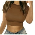 thumbnail image 2 of Pantalons pour Femmes Shorts Décontractés Col Rond Couleur Unie Manches Courtes, 2 of 3