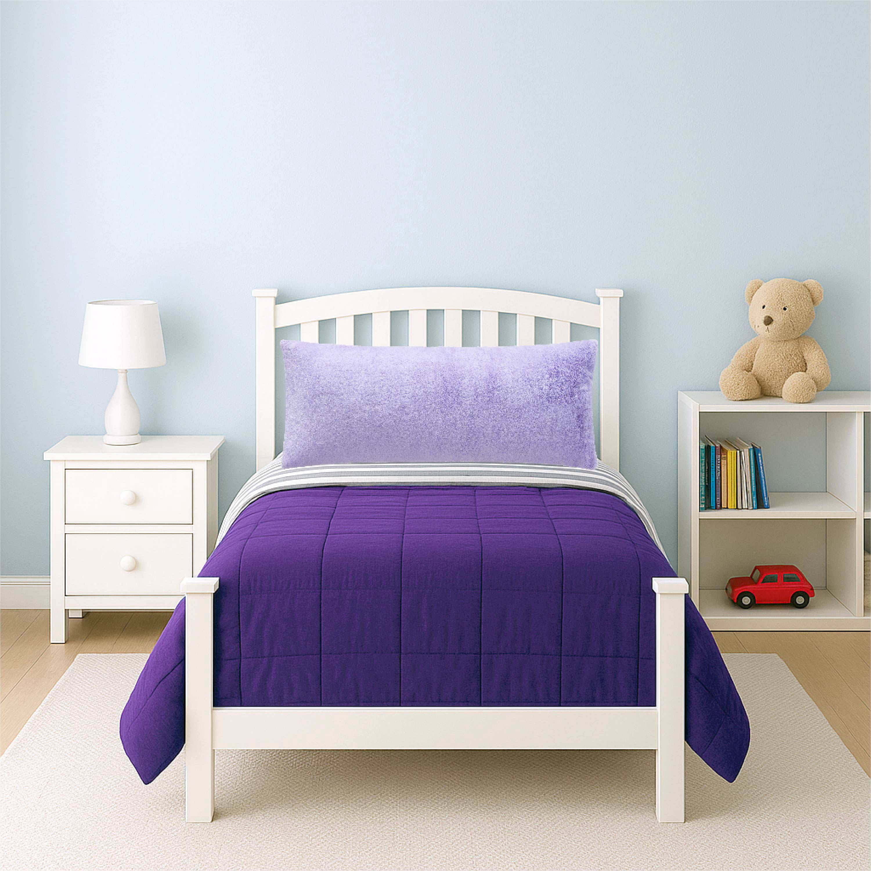 Your Zone Purple Faux Fur 20" x 48" Body Pillow Cover