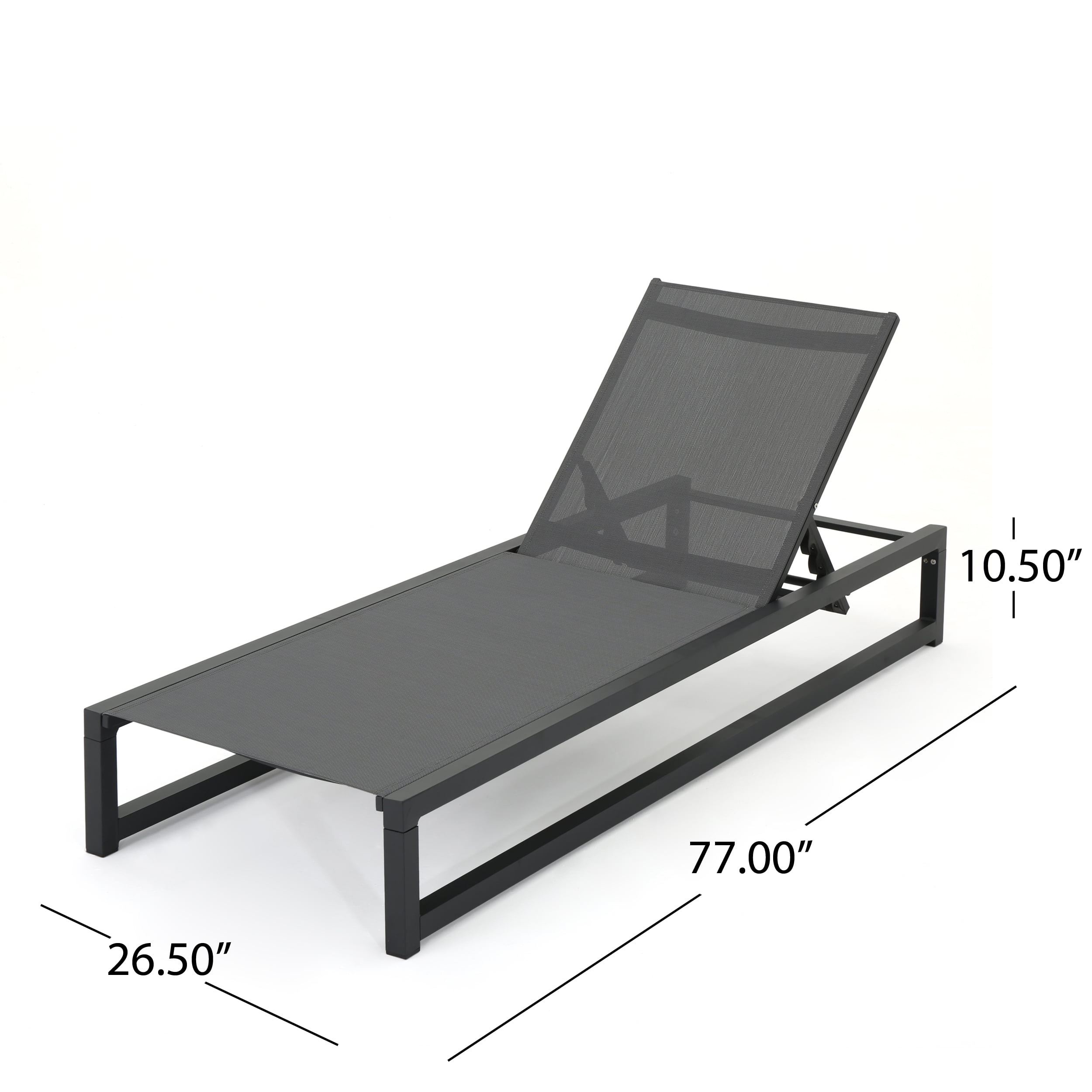 Outdoor Adjustable Chaise Lounge Set of 2, Aluminum Frame Poolside Recliner Chairs for Patio Garden, Gray