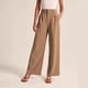 thumbnail image 5 of Pantalones de traje casuales de pierna ancha y cintura alta con bolsillos sólidos adelgazantes y drapeados para mujer, 5 of 6