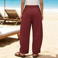 thumbnail image 6 of Hurxie Wide Leg Linen Pants for Women Drawstring Waist Lightweight Summer Pants with Pocket Baggy Cotton Linen Palazzo Pants Wine,S, 6 of 6