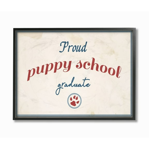 Stupell Proud Puppy School Grad Paw Print Framed Giclee Texture Art 11 x 14