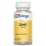 Solaray Zinc 50 mg Amino Acid Chelate with Pumpkin Seed, Immune & Cellular Health Support, Bioavailable, 100 VegCaps