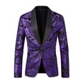 thumbnail image 6 of HOOMEUMY Mens Blazers Fashion Mens Tuxedo Blazer Jackets One Button Lapel Suits for Dinner,Prom,Wedding (Purple,M）, 6 of 6